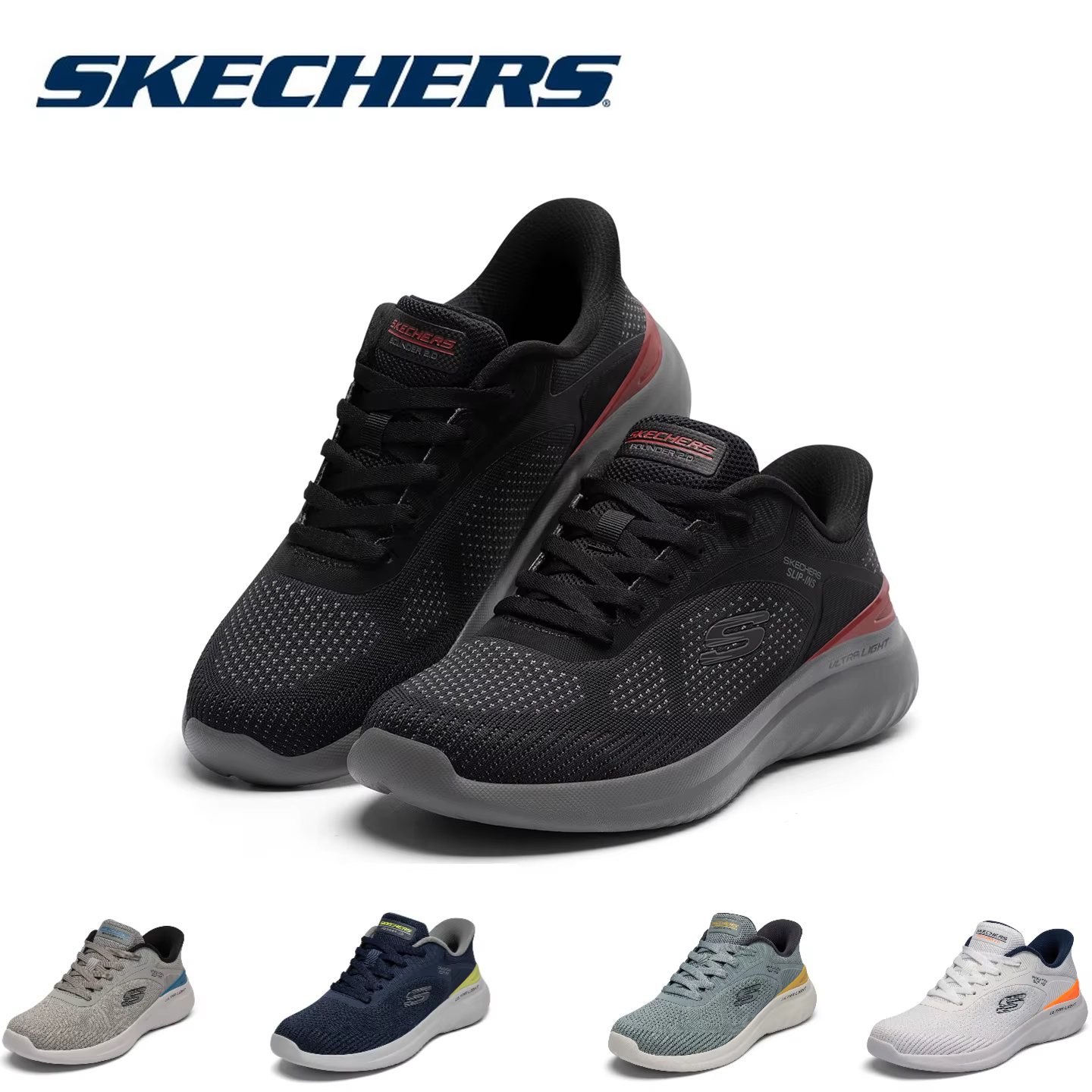 Skechers Men's Breathable Mesh Running Shoes with Lightweight Shock Absorbing Sole for Sports and Walking