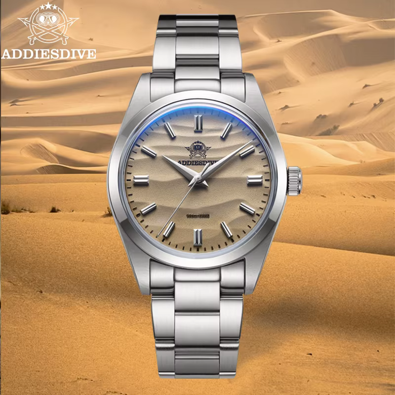 ADDIESDIVE AD2030 Quartz Dive Watch 36mm Stainless Steel 10Bar Waterproof Men's Wristwatch